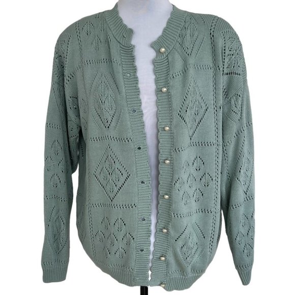 Vintage knit eyelet cardigan - Picture 1 of 8